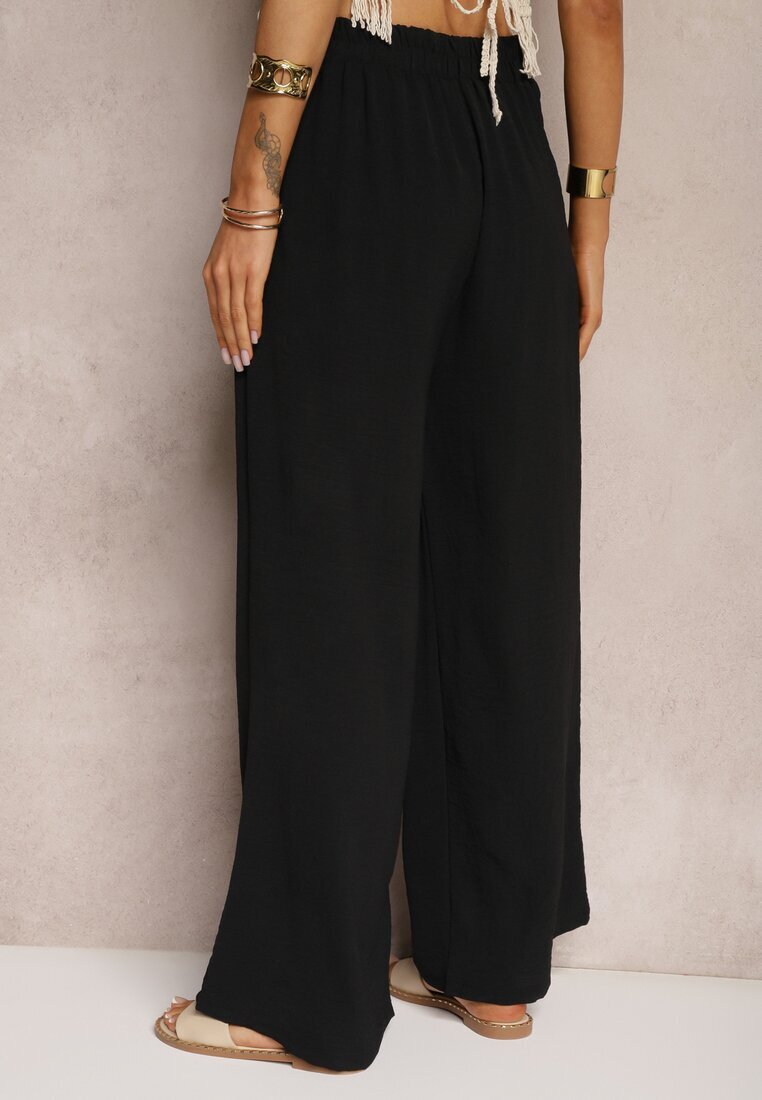r&f fashion Pantaloni Negre în stil Aladdin High Waist Finisați cu elastic în talie Riselma