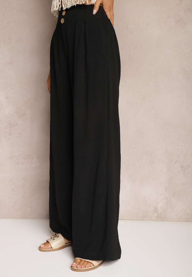 r&f fashion Pantaloni Negre în stil Aladdin High Waist Finisați cu elastic în talie Riselma