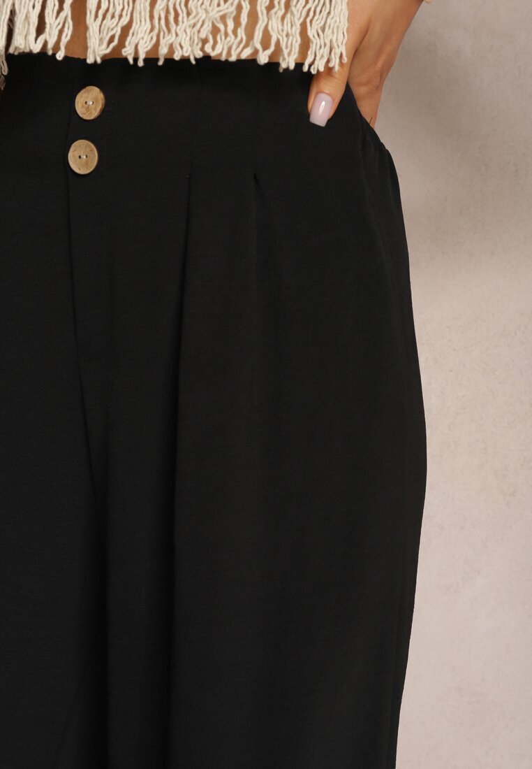 r&f fashion Pantaloni Negre în stil Aladdin High Waist Finisați cu elastic în talie Riselma