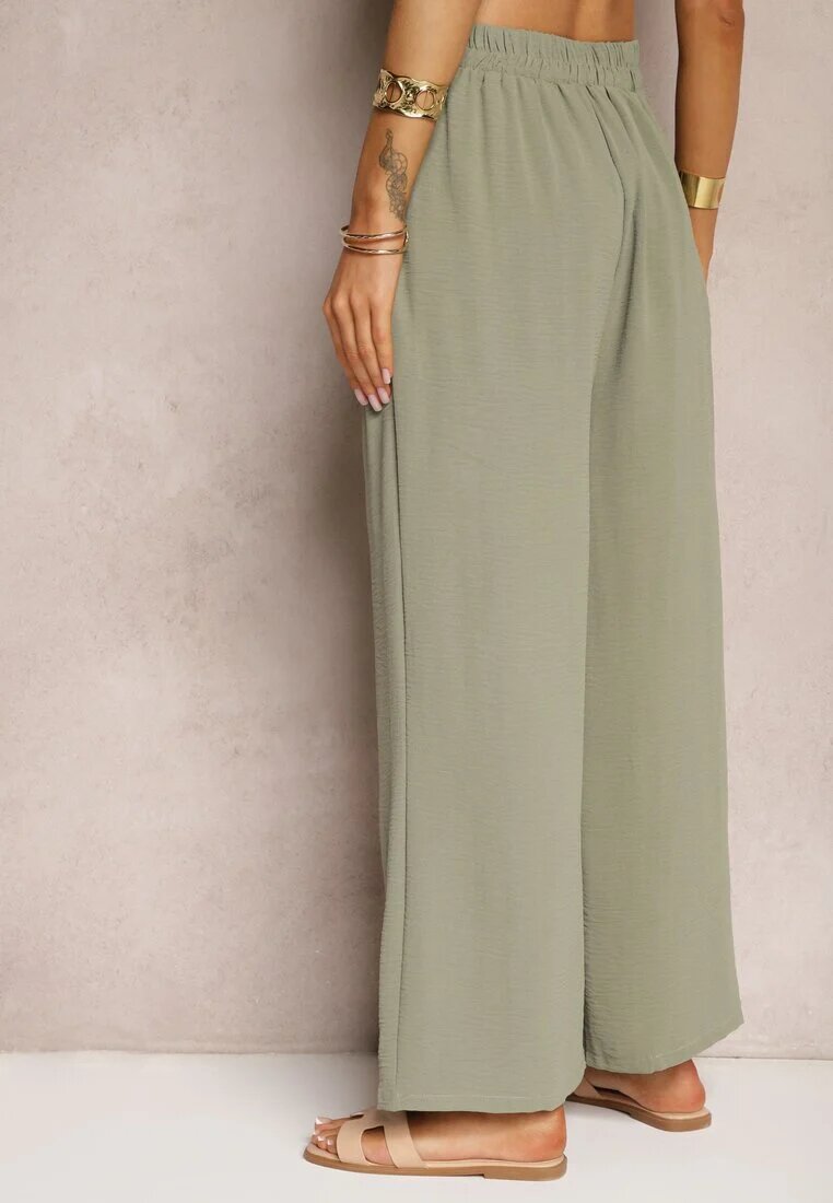 r&f fashion Pantaloni Verde închis stil Aladdin talie înaltă cu elastic în talie Riselma