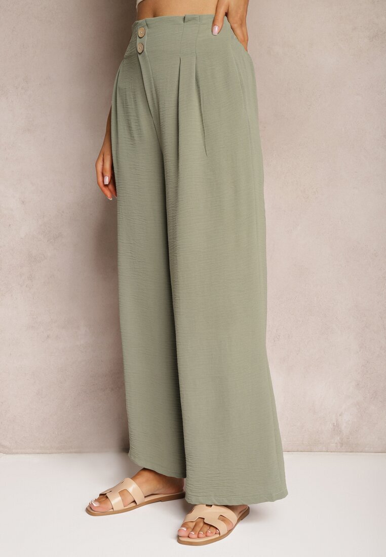 r&f fashion Pantaloni Verde închis stil Aladdin talie înaltă cu elastic în talie Riselma