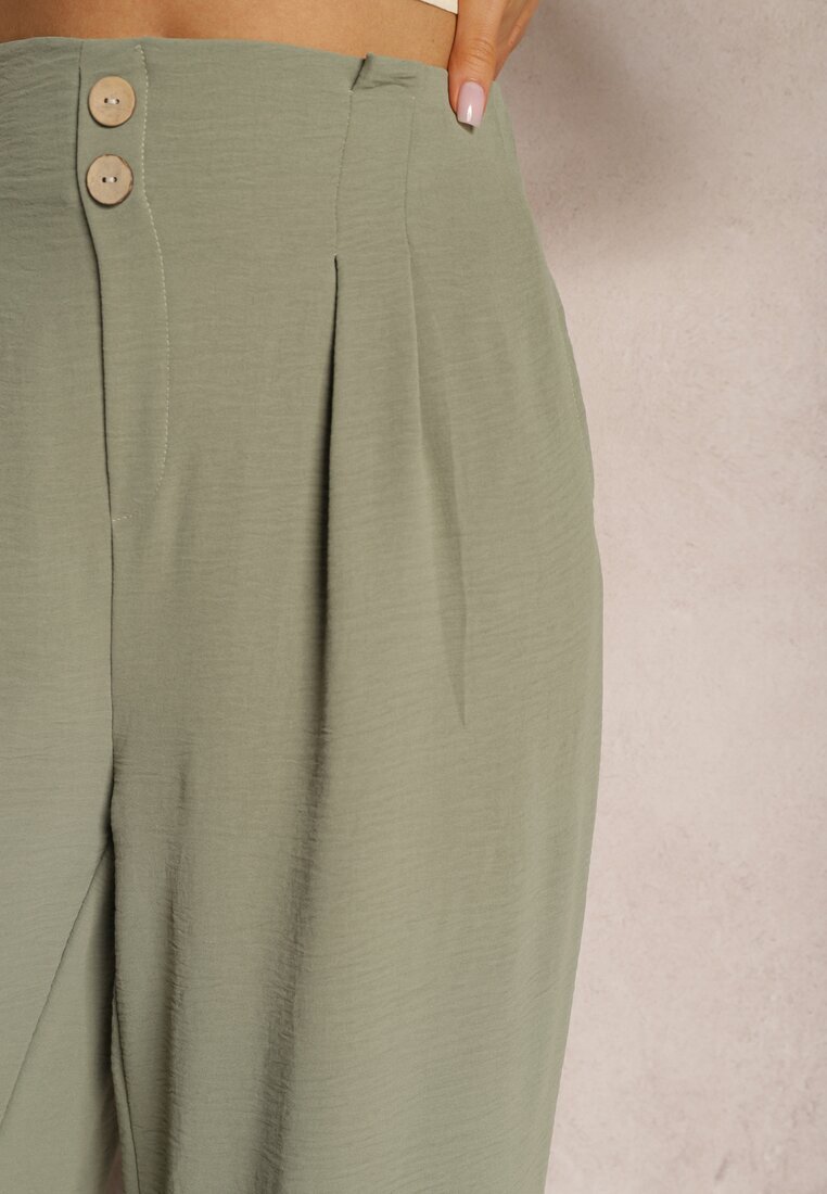 r&f fashion Pantaloni Verde închis stil Aladdin talie înaltă cu elastic în talie Riselma