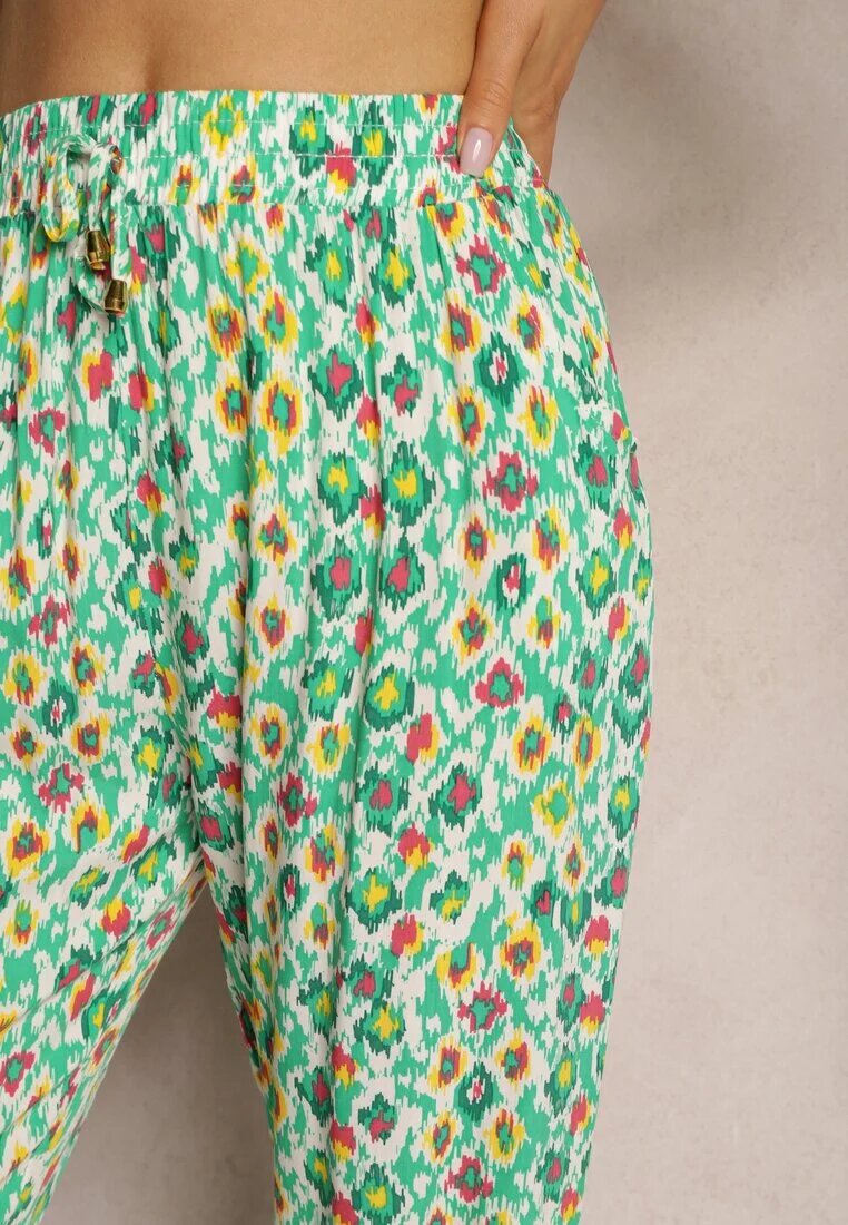 r&f fashion Pantaloni Verzi din Viscoză cu Talie Înaltă și Croială Clasică finisați cu Elastic în Talie Dalfea