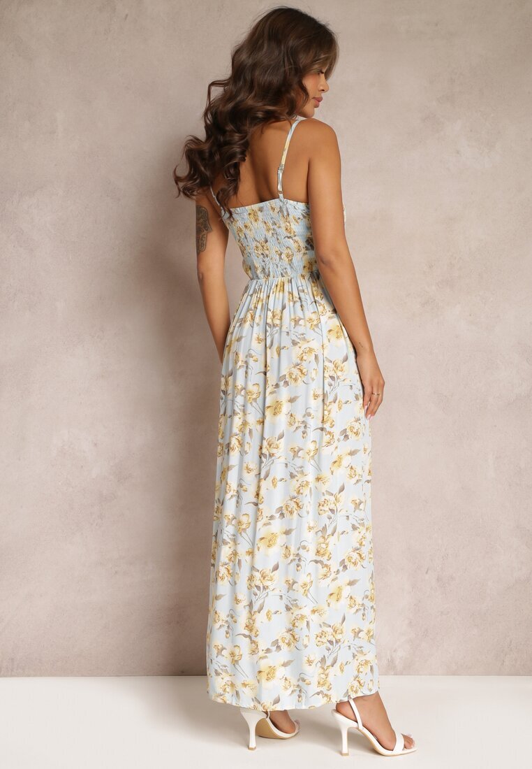 r&f fashion Rochie Maxi Albastru deschis cu Bretele Reglabile și Decolteu Pătrat Calapi
