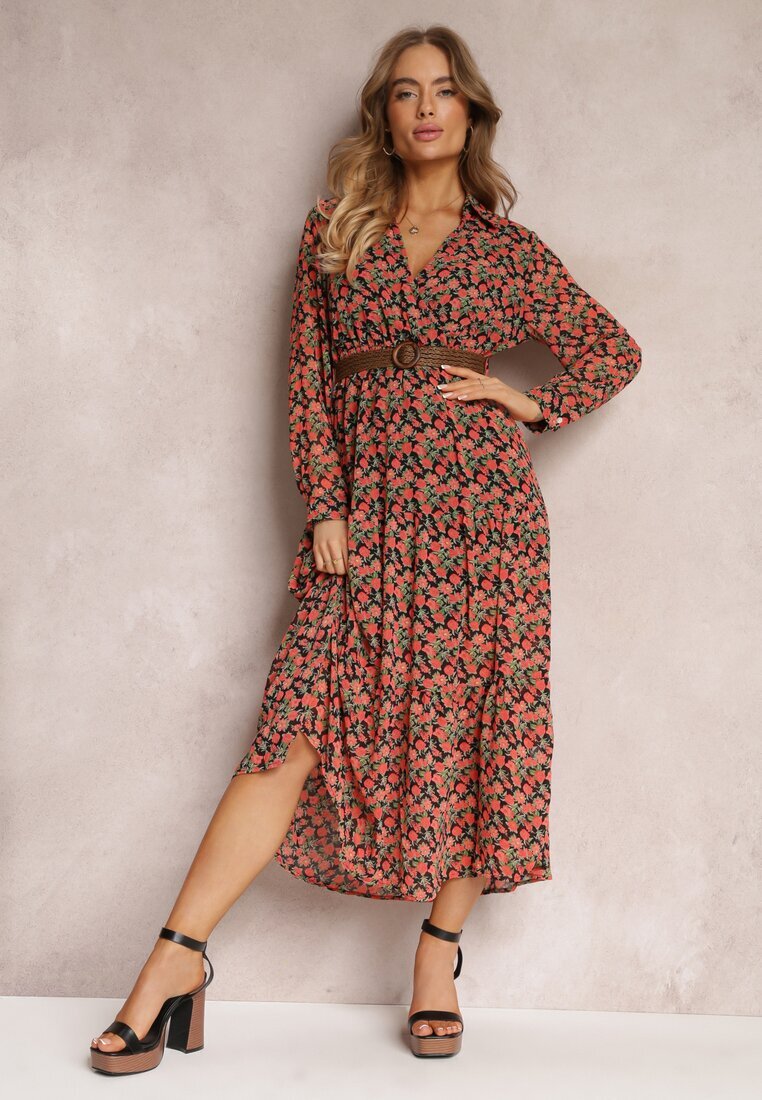 r&f fashion Rochie Negru-Roșie Cu Centură Asikias