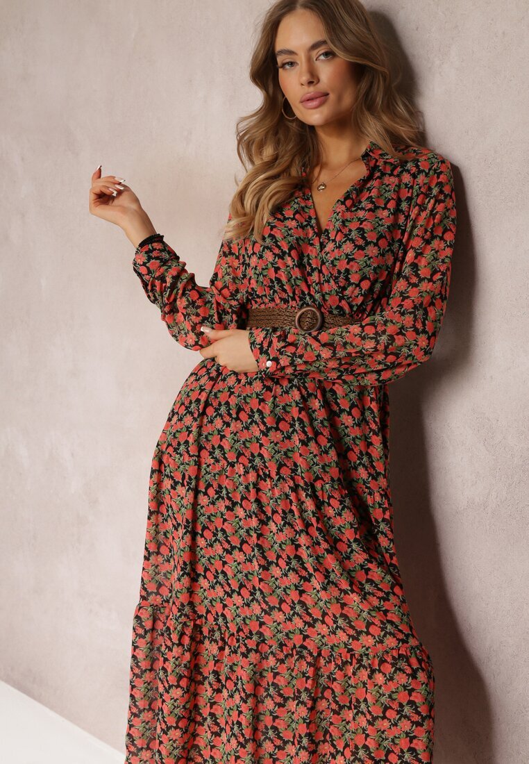 r&f fashion Rochie Negru-Roșie Cu Centură Asikias