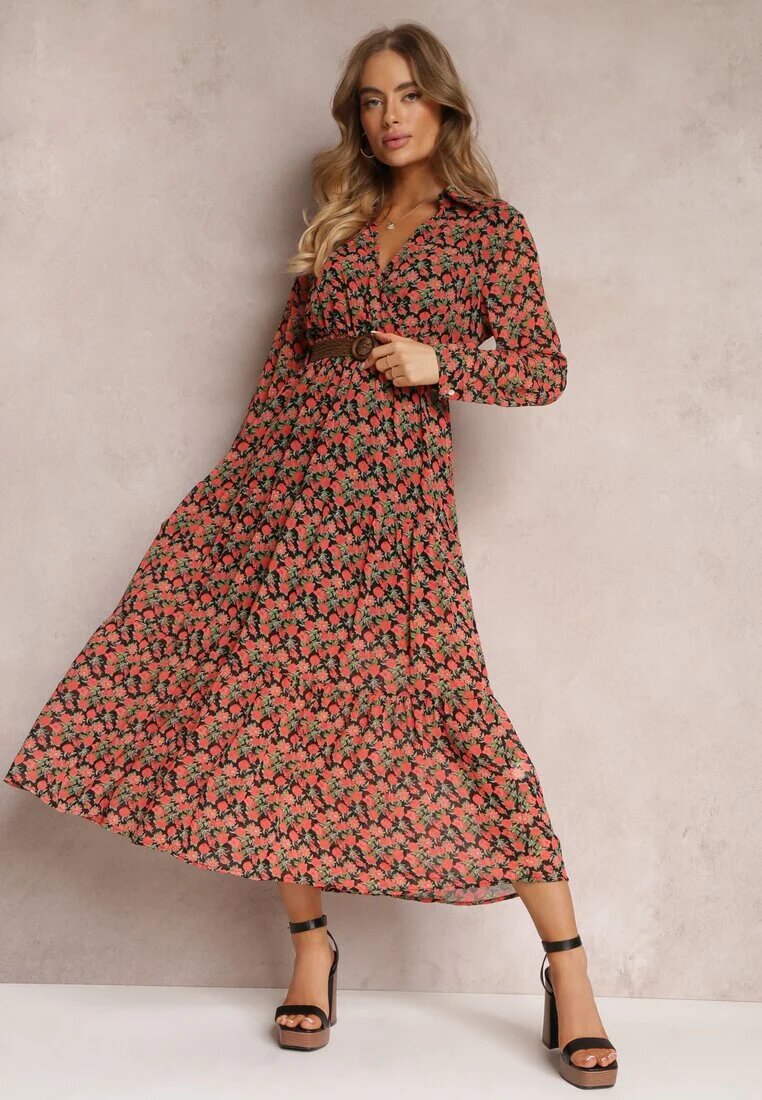 r&f fashion Rochie Negru-Roșie Cu Centură Asikias