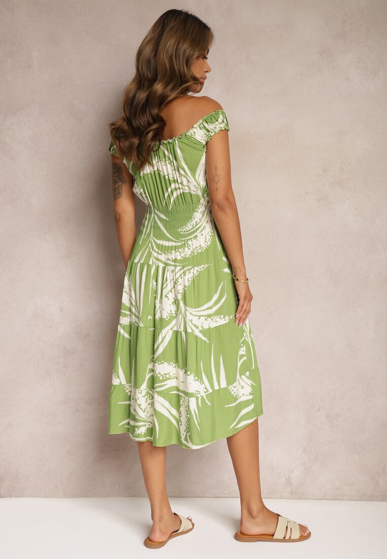 r&f fashion Rochie Verde deschis din viscoză cu bretele cu elastic în talie Peslifea