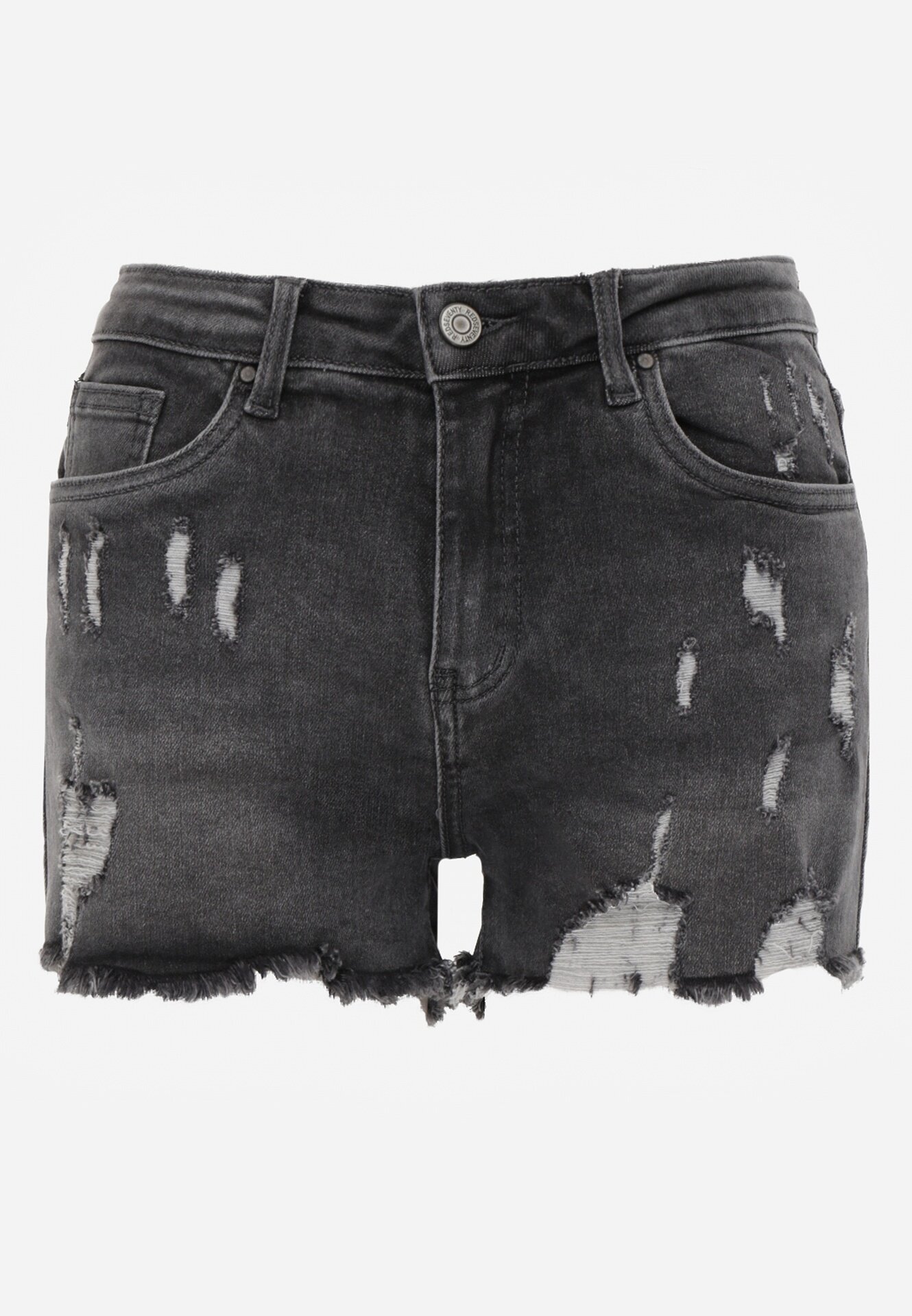 redseventy Pantaloni scurți de blugi Gri închis Talie înaltă cu rupturi decorative Vimalira