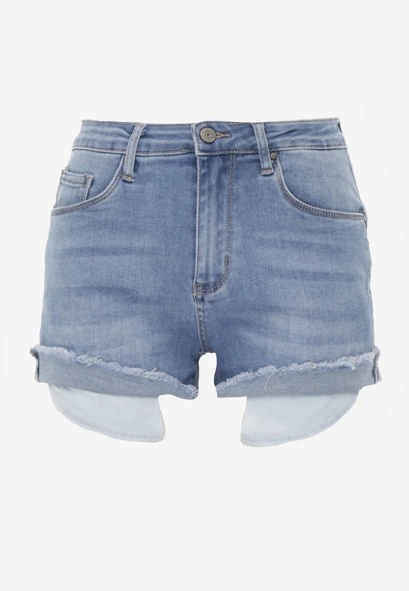 redseventy Pantaloni scurți din denim Albaștri cu talie înaltă cu efect push-up și cu picioare asimetrice Zilisea