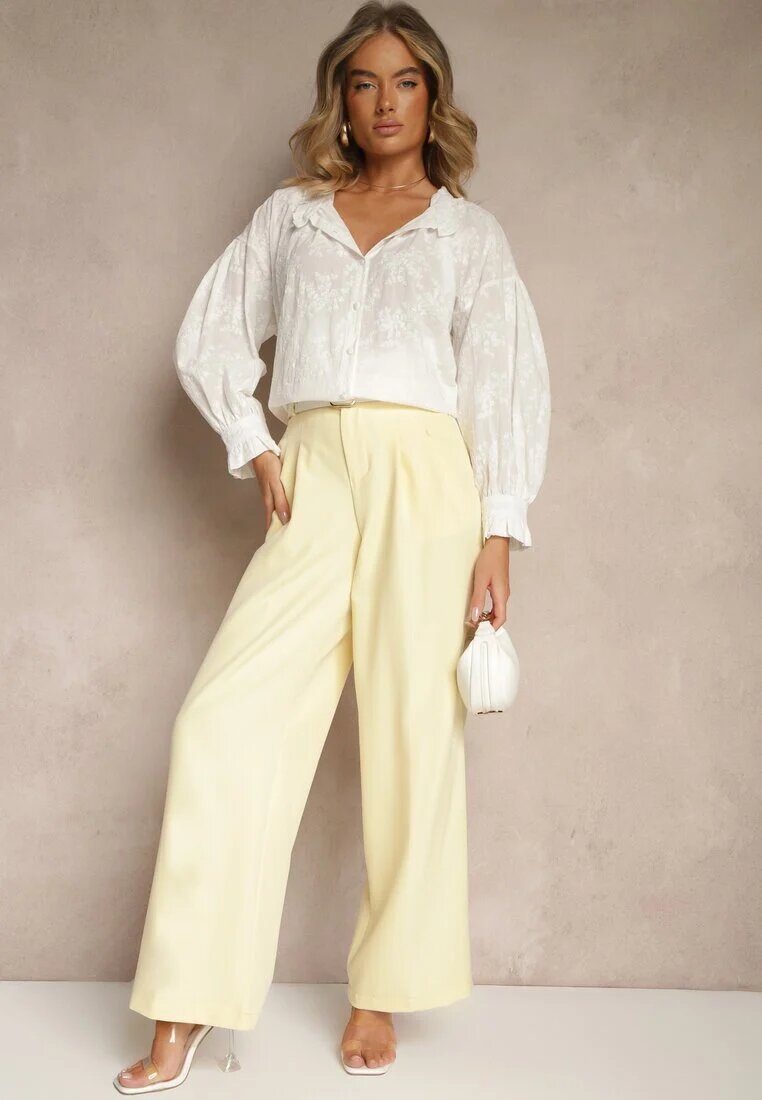 retro & icone Cămașă Albă din Bumbac cu Broderie Delicată Nikoridie