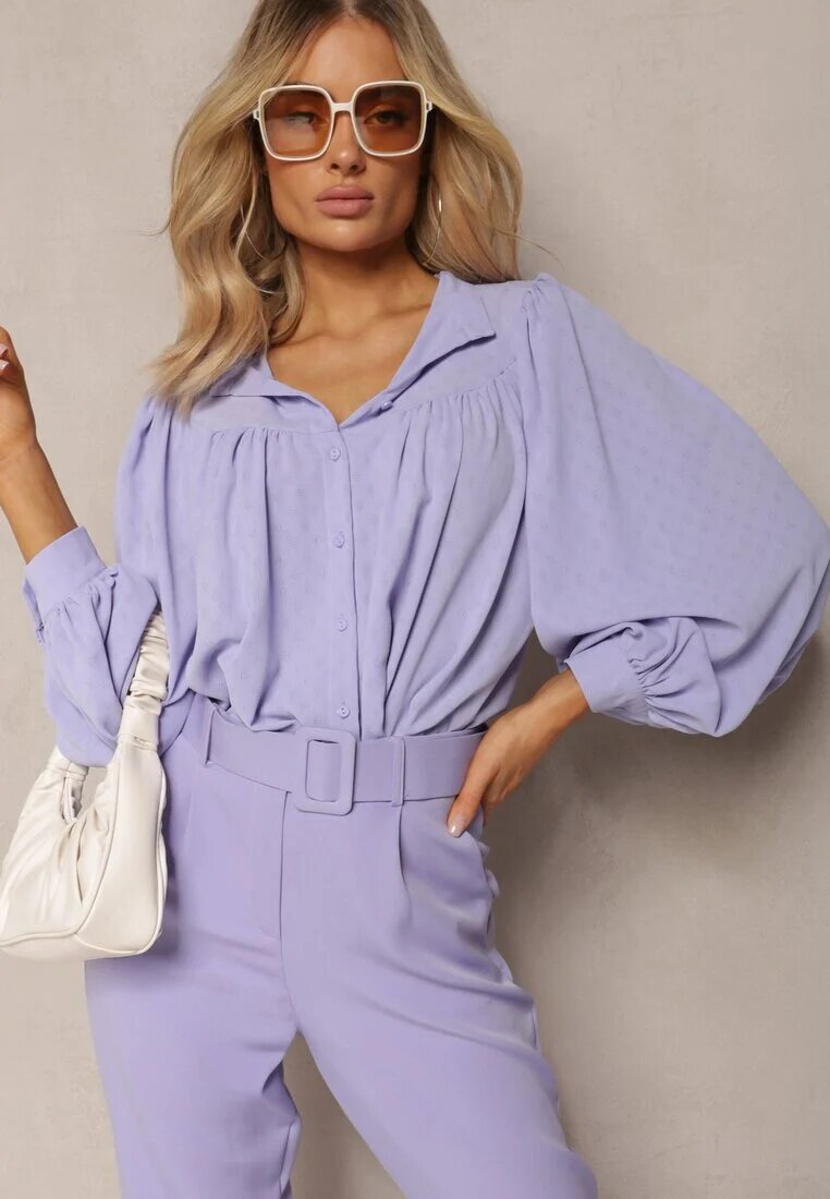 retro & icone Cămașă Mov cu guler tunica Inspirată de stilul retro Bubiana
