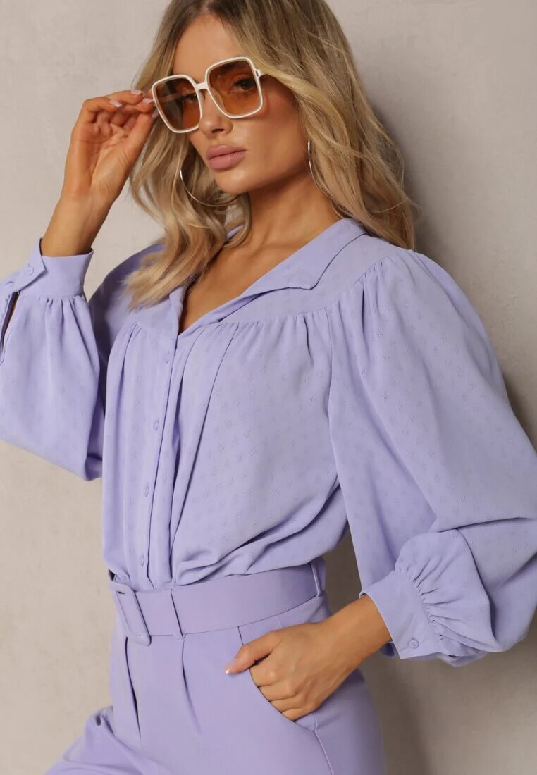 retro & icone Cămașă Mov cu guler tunica Inspirată de stilul retro Bubiana