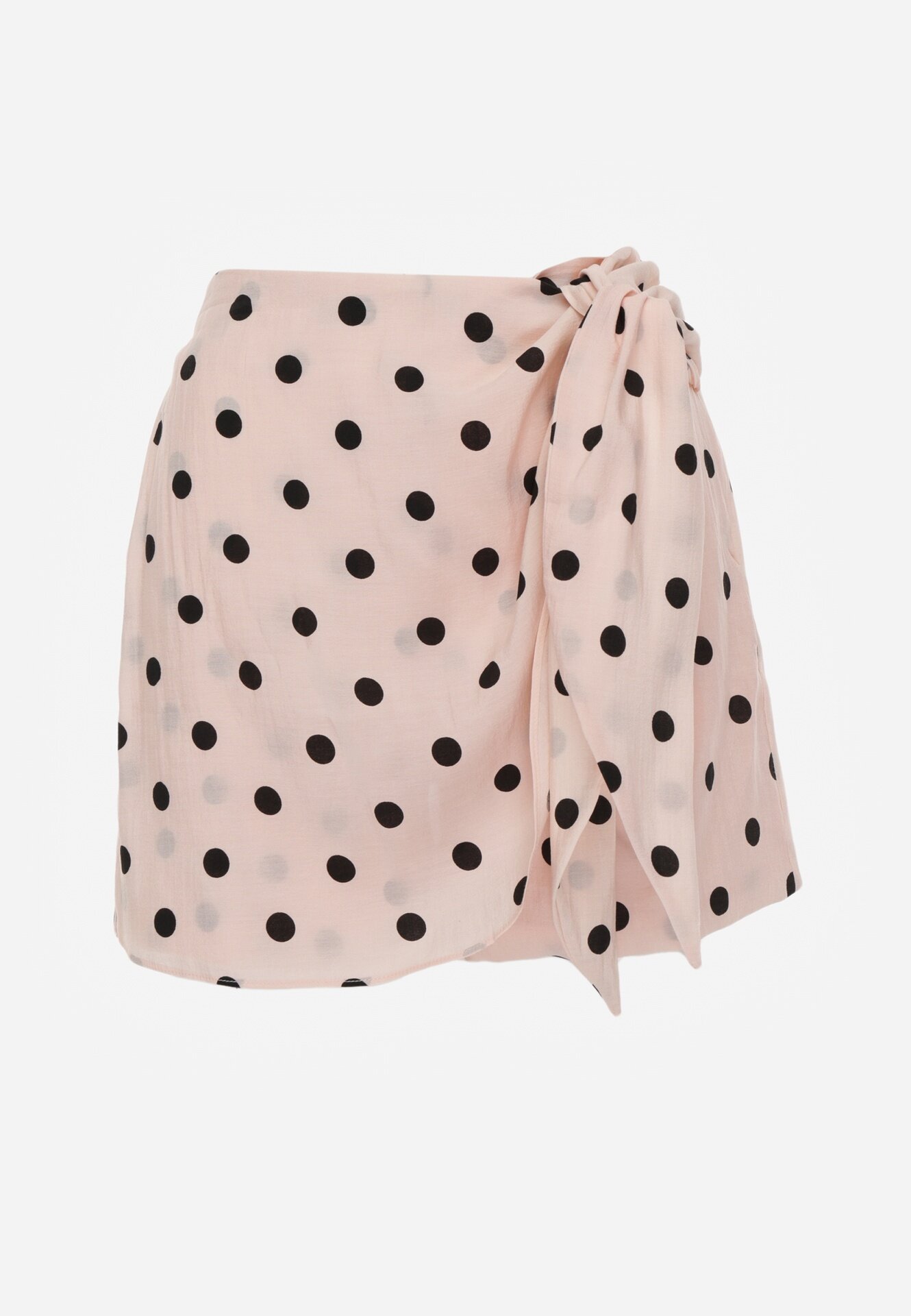retro & icone Fustă-pantaloni scurți din viscoză cu puncte în stil retro tip cravată în talie Deneia Roz