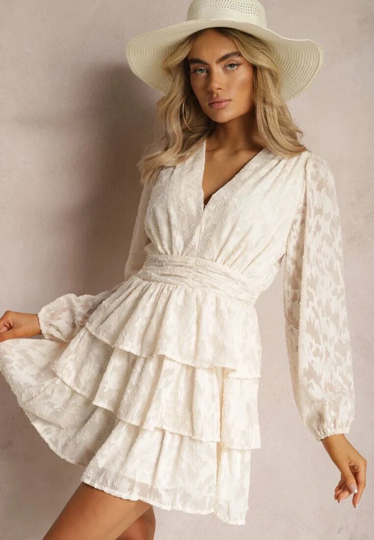 retro & icone Mini Rochie Jasnobej cu croială evazată cu volane și încrețituri Sealine