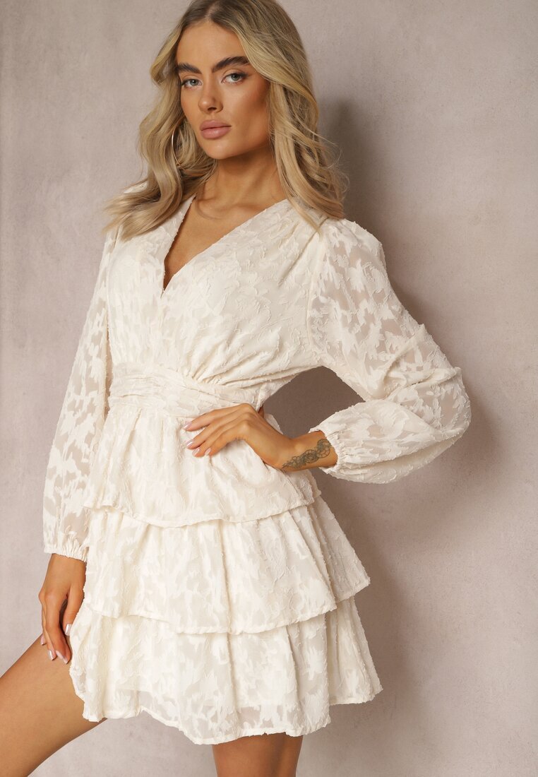retro & icone Mini Rochie Jasnobej cu croială evazată cu volane și încrețituri Sealine