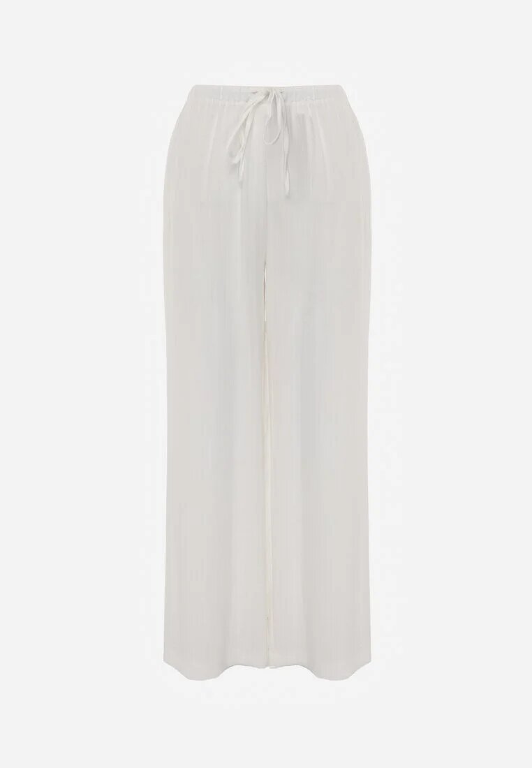 retro & icone Pantaloni Albi cu picior larg Talie înaltă din Viscoză Terilinae