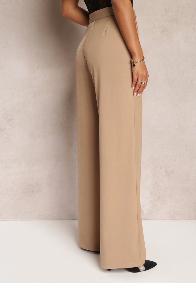 retro & icone Pantaloni bej închis largi cu închidere cu cârlig Brutris
