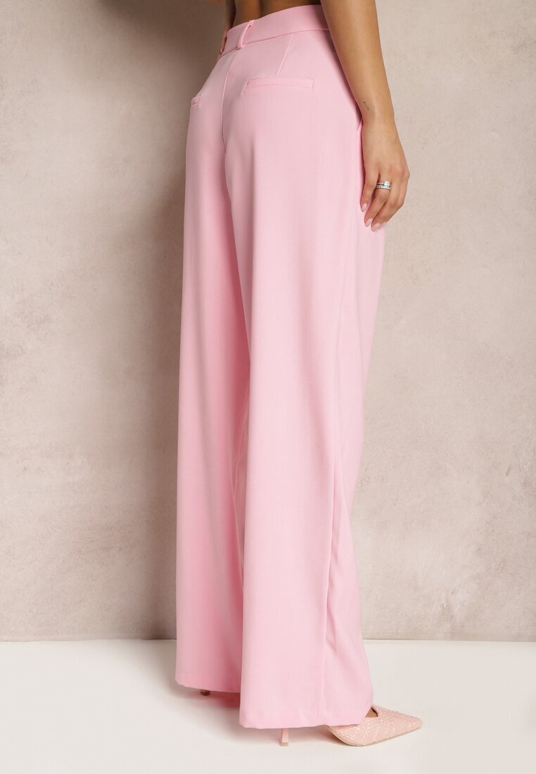 retro & icone Pantaloni de costum Roz cu picioare largi și talie înaltă Herdda