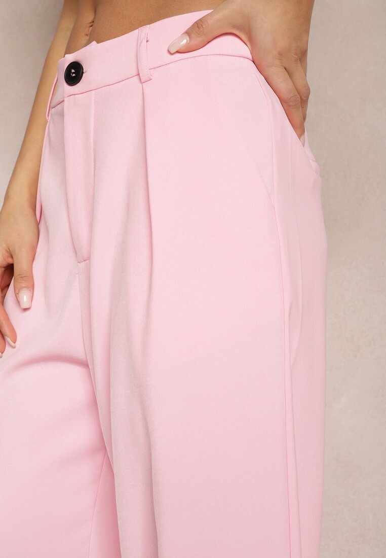 retro & icone Pantaloni de costum Roz cu picioare largi și talie înaltă Herdda