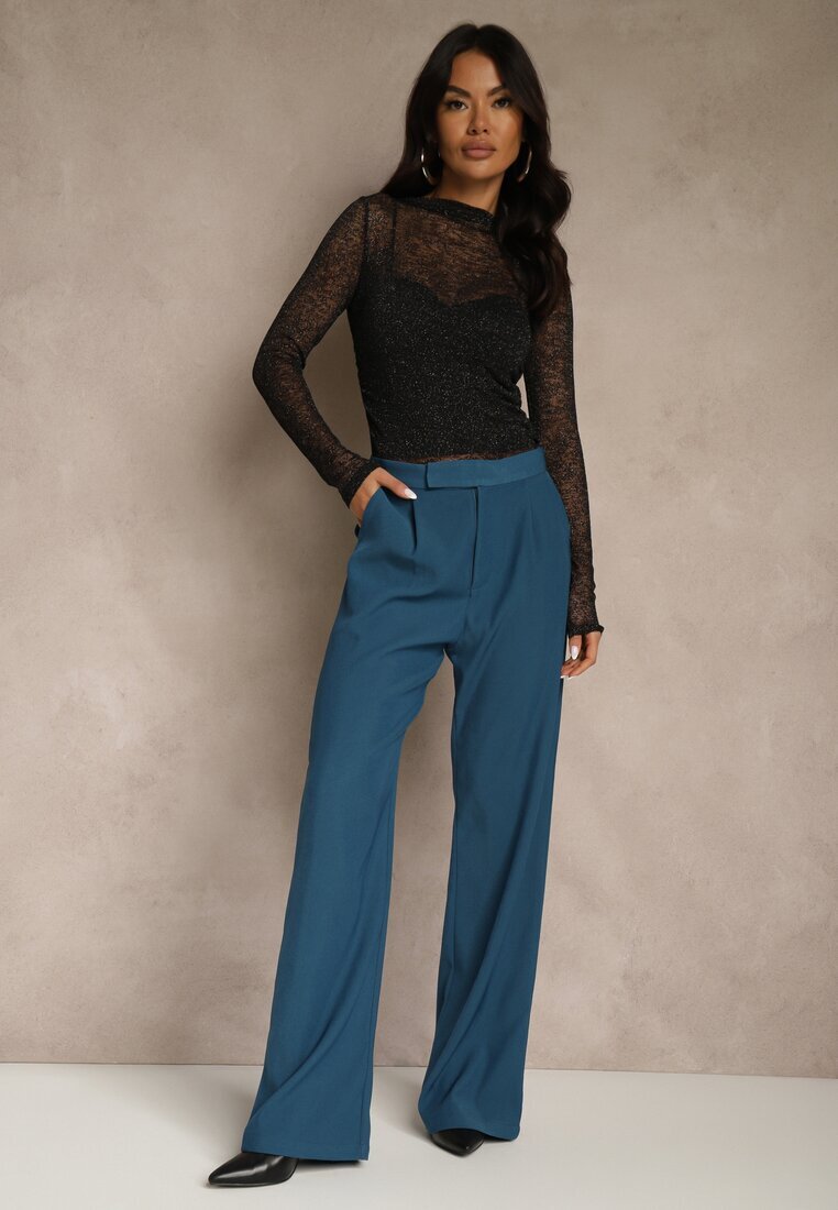retro & icone Pantaloni Larghi Granat cu Închidere cu Cârlig Brutris
