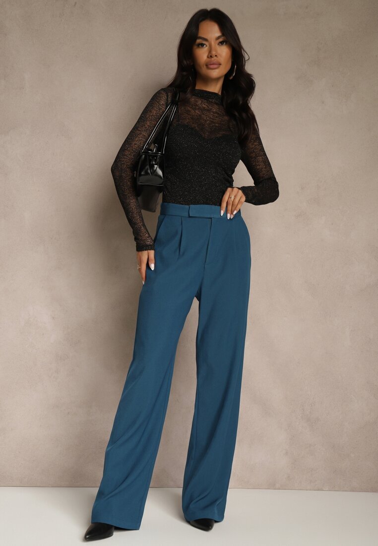 retro & icone Pantaloni Larghi Granat cu Închidere cu Cârlig Brutris