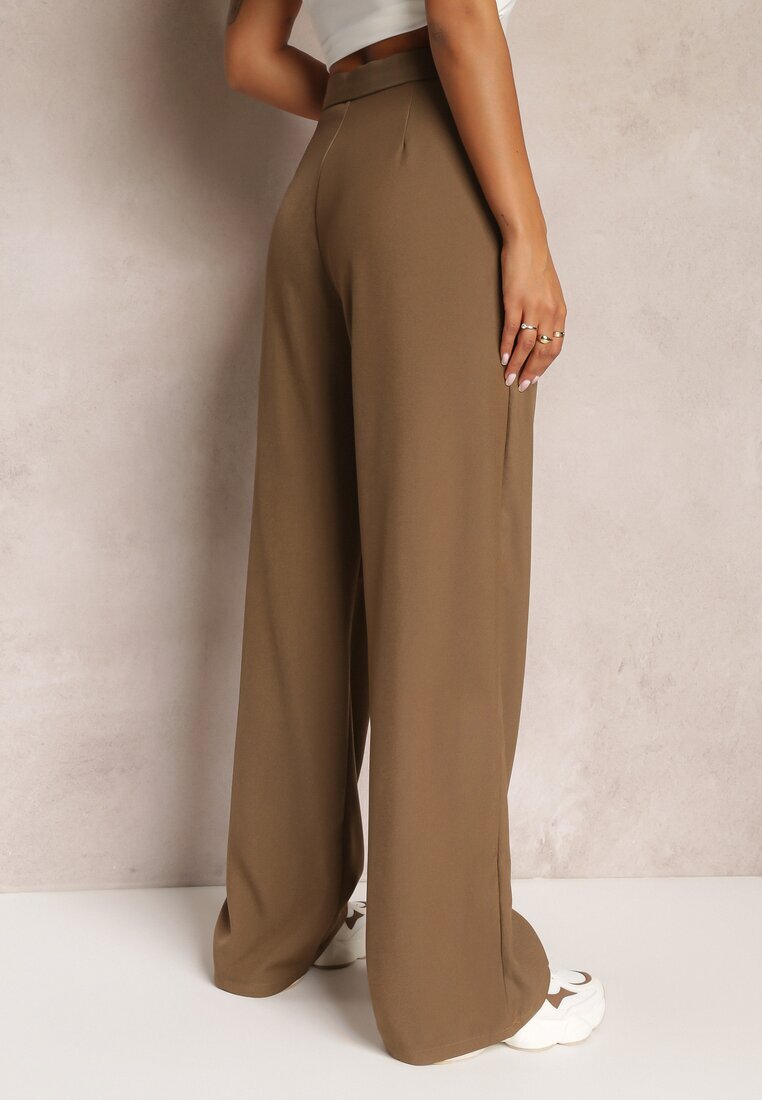retro & icone Pantaloni Maro Largi cu Închidere cu Cârlig Brutris