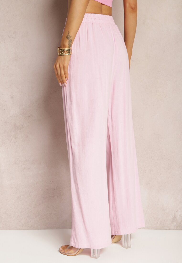 retro & icone Pantaloni roz largi din Viscoză cu adaos de In Delsira