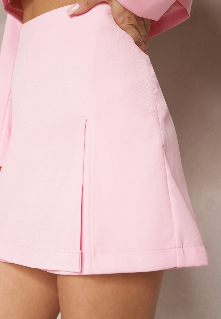 retro & icone Pantaloni scurți roz care imită o fustă mini cu despicătură Kalvire