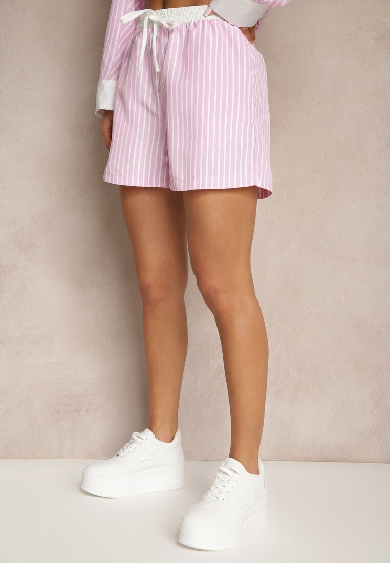 retro & icone Pantaloni scurți Roz Decorați cu curele și legături Mevaraela