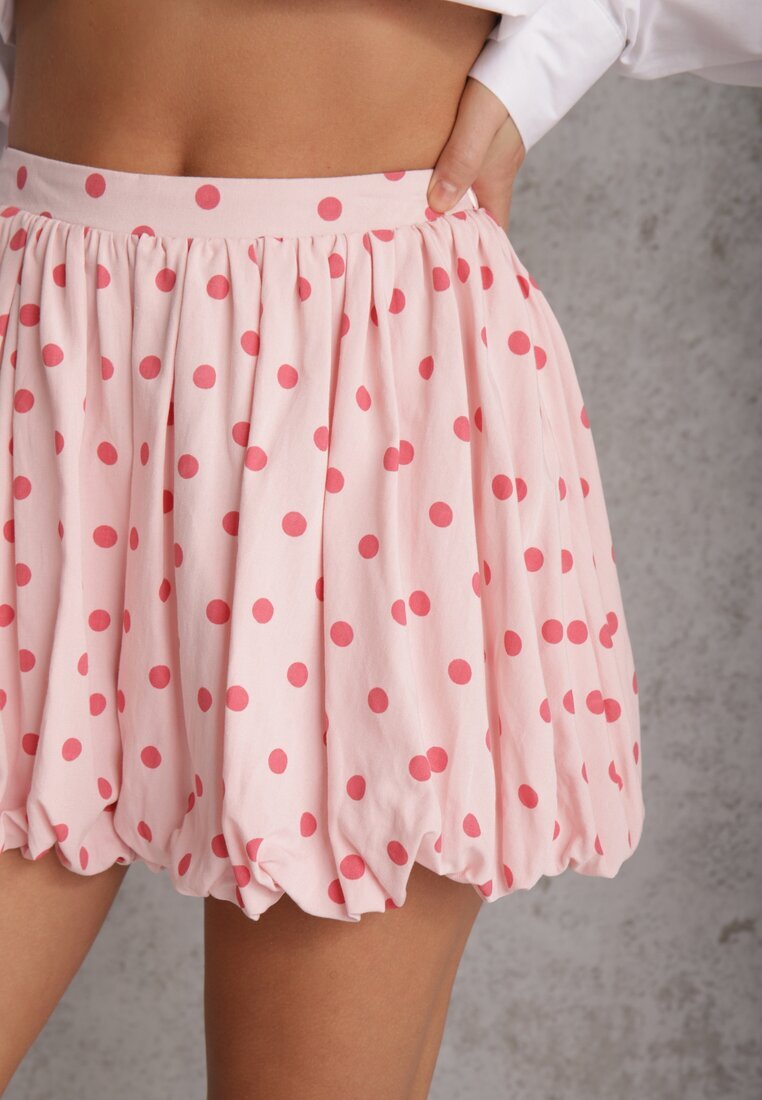 retro & icone Pantaloni scurți Roz din Vâscoză și Bumbac stil balon cu buline Dita