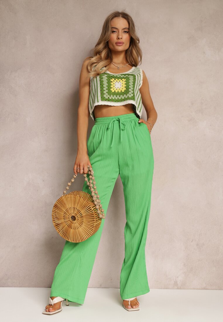 retro & icone Pantaloni Verde închis Largi Talie înaltă Tasia