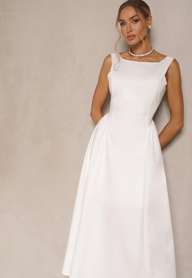 retro & icone Rochie Albă Cloș din Bumbac Haladrea