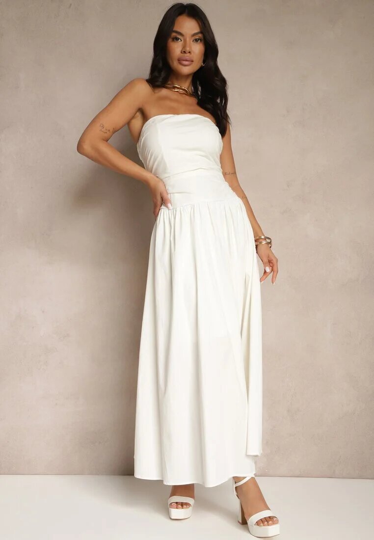 retro & icone Rochie Albă De cocktail De bumbac Bodycon Filitera