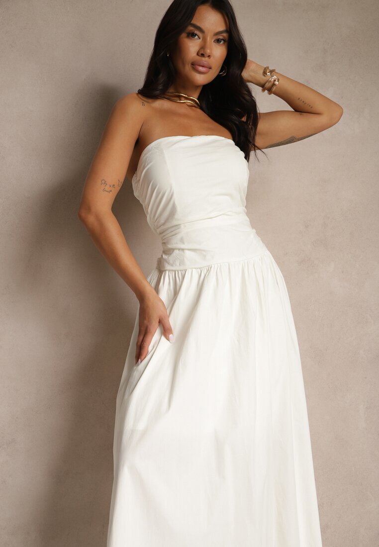retro & icone Rochie Albă De cocktail De bumbac Bodycon Filitera