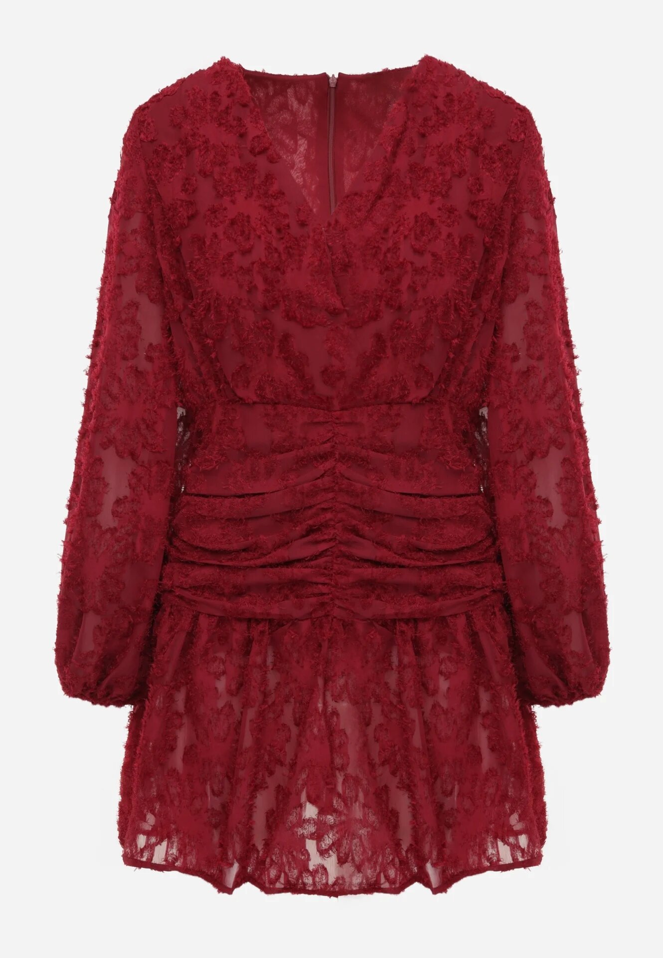 retro & icone Rochie Bordo din Dantelă cu Croială Cambrată cu Decolteu Petrecut Nelabine