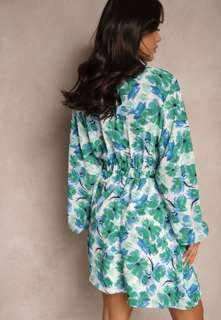 retro & icone Rochie Cloș Verde cu Imprimeu Floral Lilvezina