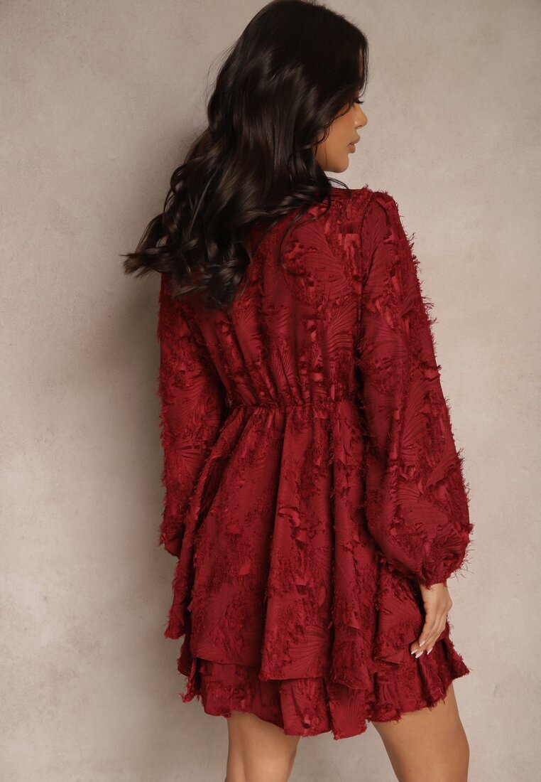 retro & icone Rochie de cocktail bordo cu drapaj modern și cu fire Gorena