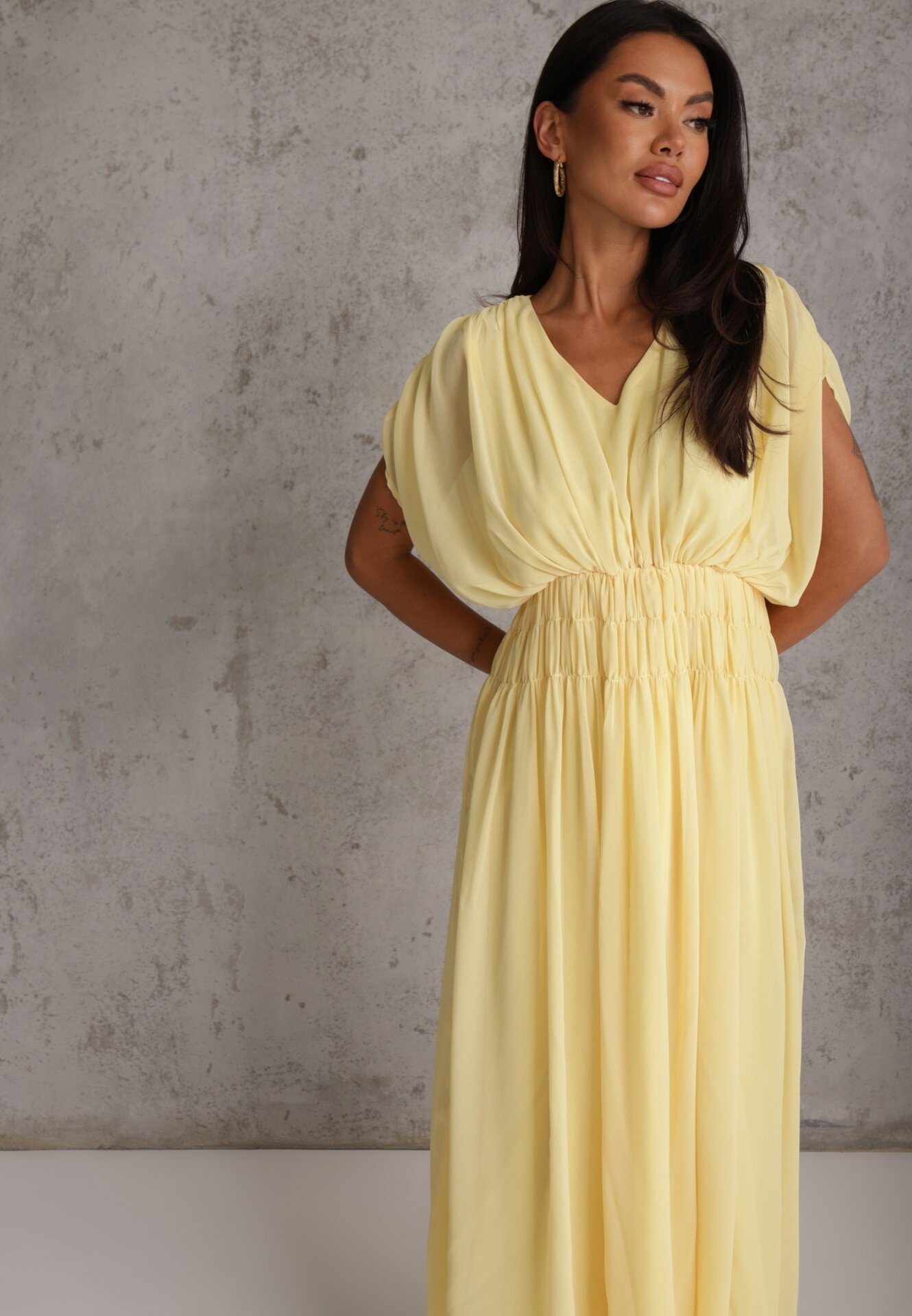 retro & icone Rochie de seară vaporoasă evazată Appeusa Galbenă