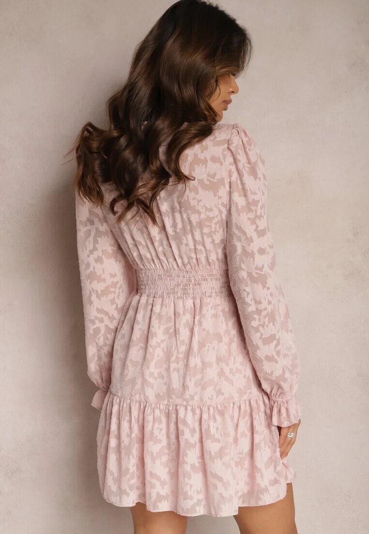 retro & icone Rochie Evazată Roz Mini din țesătură Plumeti Marsane