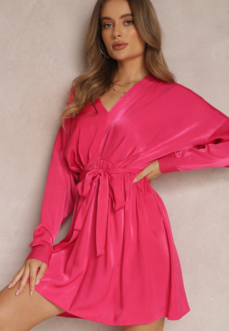 retro & icone Rochie Fucsia cu Cordon Halitha