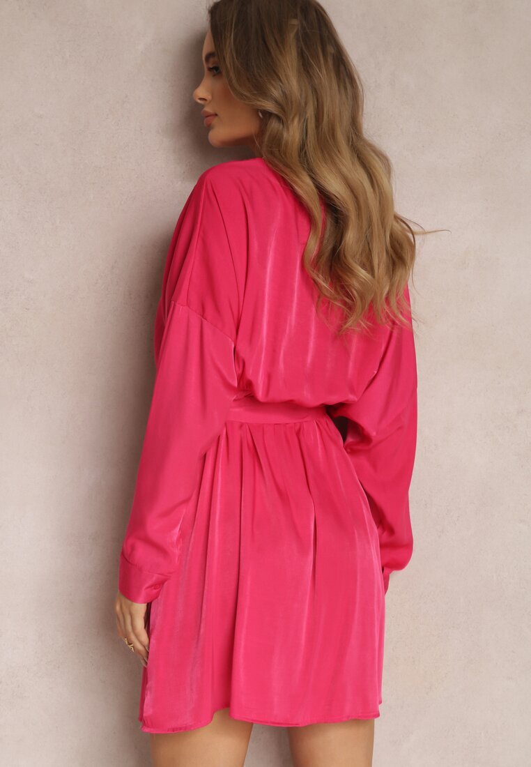 retro & icone Rochie Fucsia cu Cordon Halitha