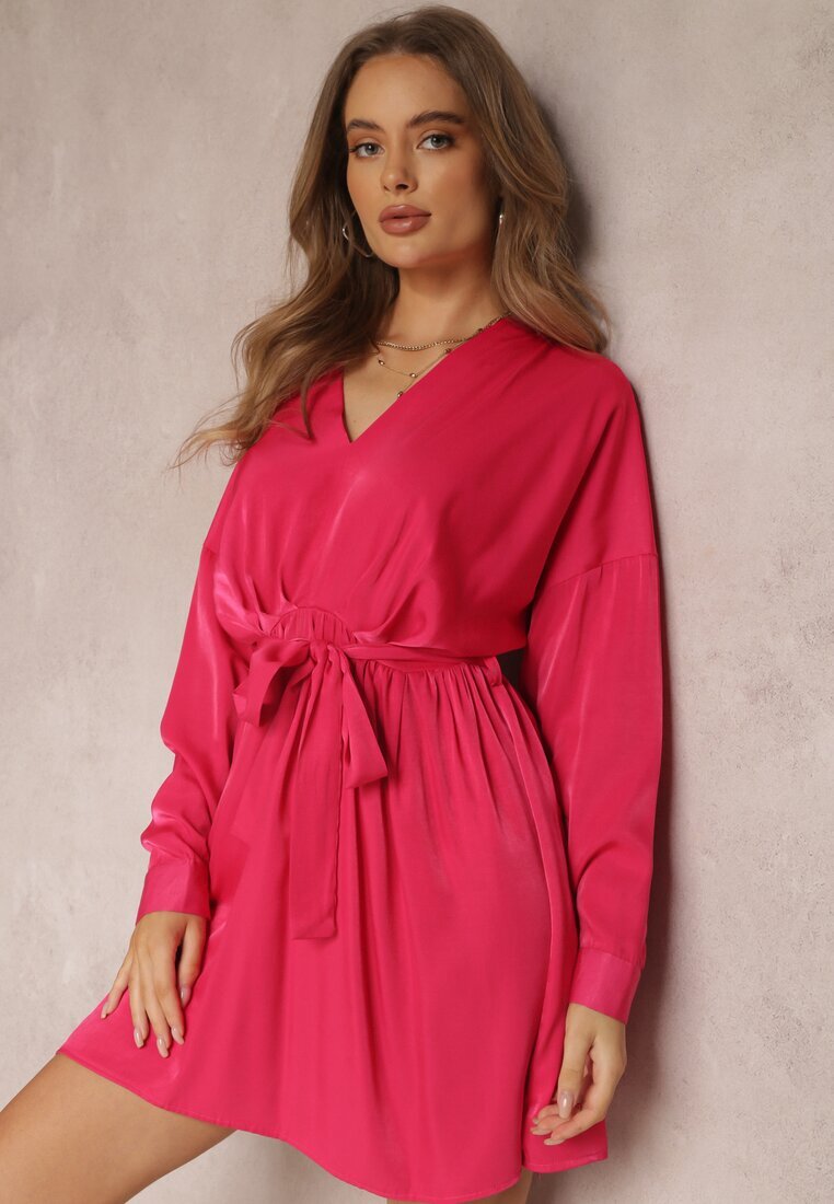 retro & icone Rochie Fucsia cu Cordon Halitha