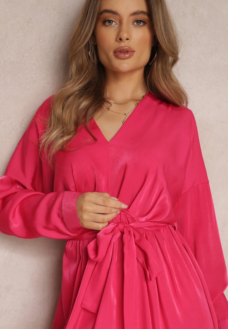 retro & icone Rochie Fucsia cu Cordon Halitha