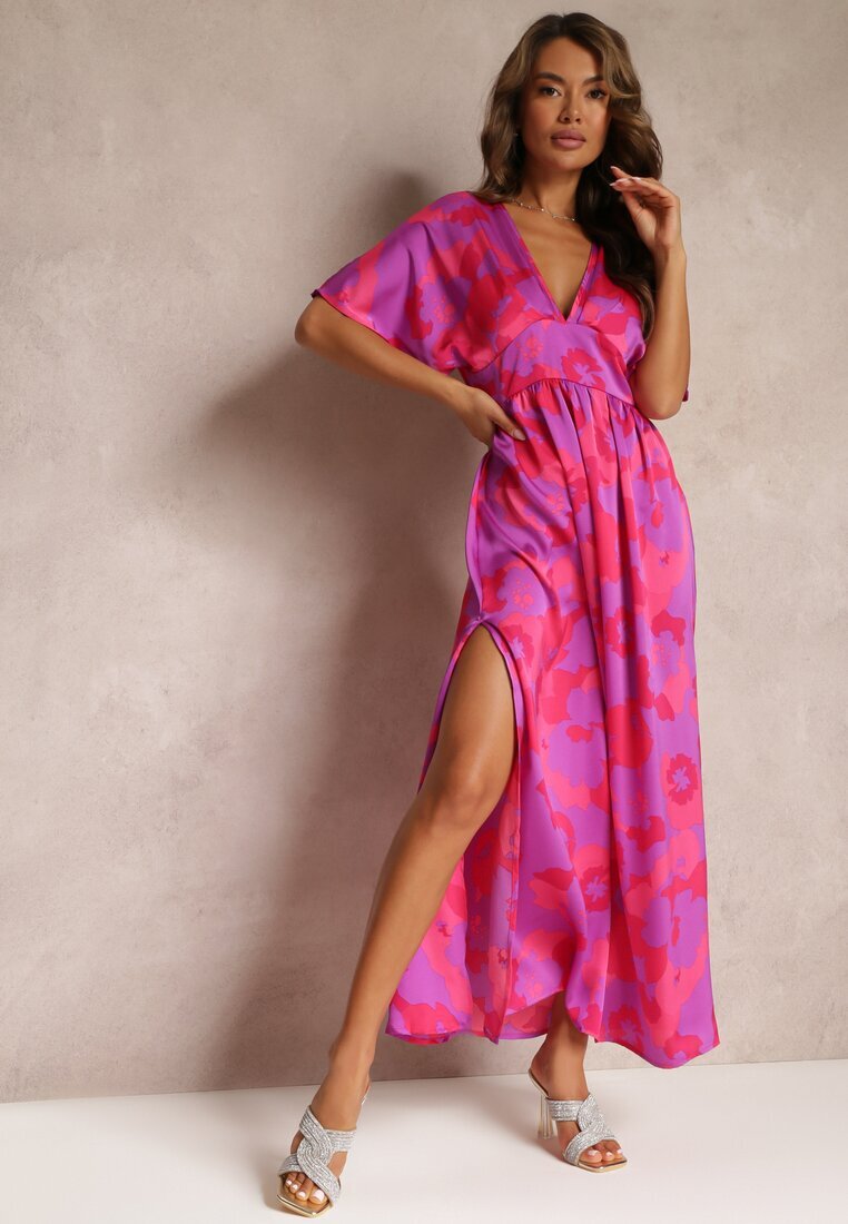 retro & icone Rochie Fucsia Evazată Maxi cu decupaje Aleri