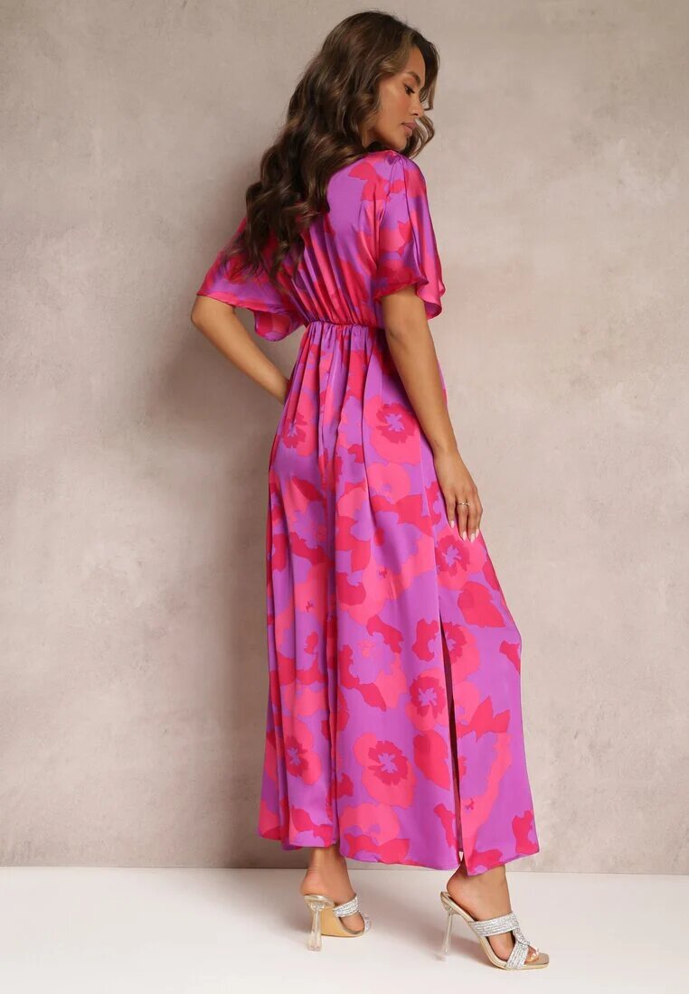 retro & icone Rochie Fucsia Evazată Maxi cu decupaje Aleri