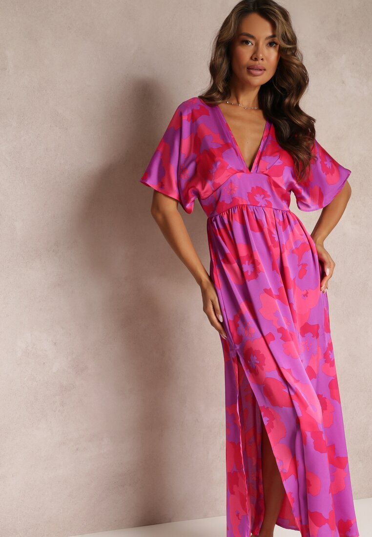 retro & icone Rochie Fucsia Evazată Maxi cu decupaje Aleri