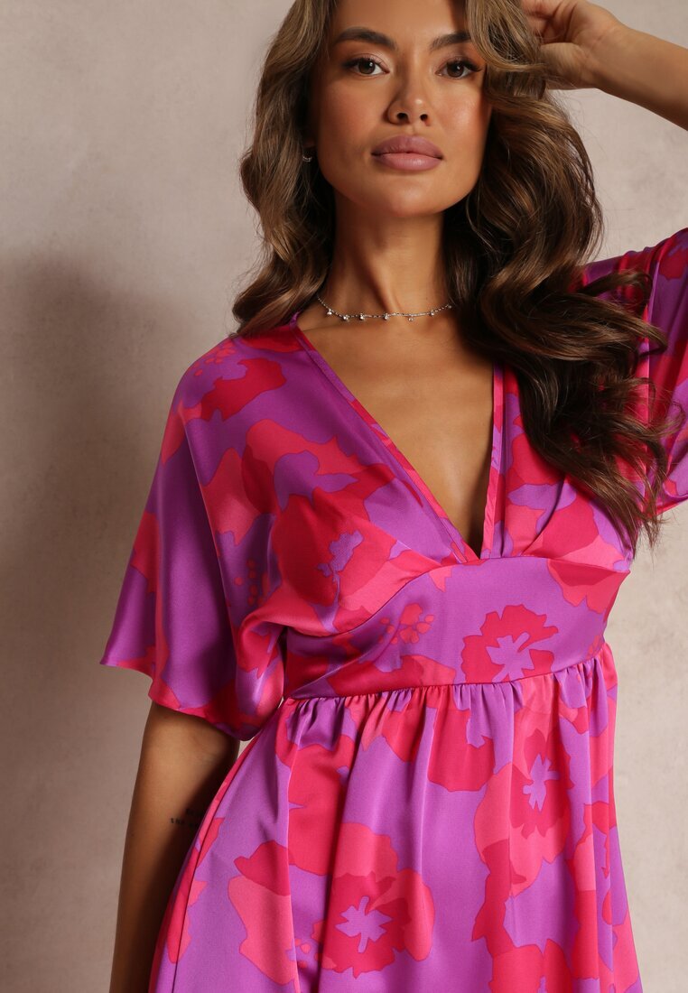 retro & icone Rochie Fucsia Evazată Maxi cu decupaje Aleri