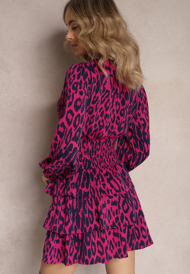 retro & icone Rochie Fucsia leopard cu volane Coso