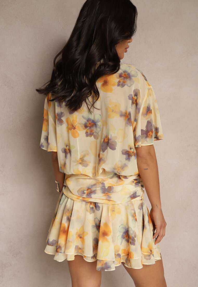 retro & icone Rochie Galbenă cu Volănașe Rindalia